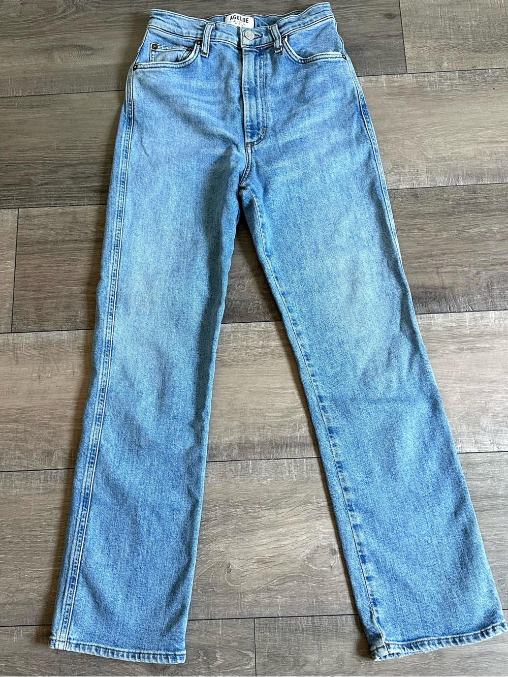 Agolde High Rise Cropped Straight Leg Jeans Size 25 Light Wash